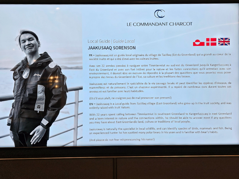 Jaakusaaq's profile displayed during a ship lecture